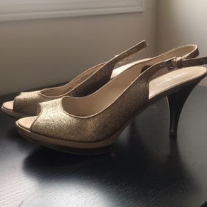 Nine West Gold Glitter Heels 3.5 inch